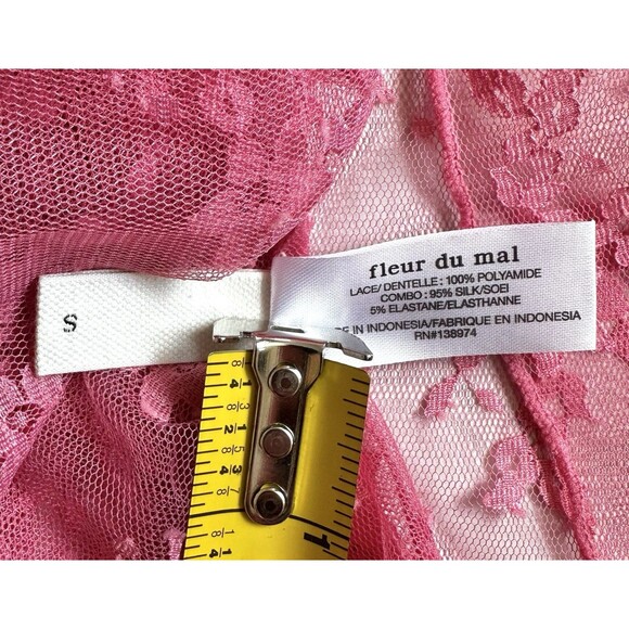 Fleur Du Mal Untie Me Floral Lace Nightie Slip Lingerie Cami w/Satin Ribbon Bows - Picture 3 of 11